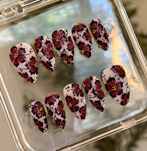Butter Fly Flowers custom acrylic nail set — handmade press-on nails